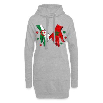  Algerien Marokko Flagge Händehalten used - Hoodie-Kleid - Grau meliert - Vorne