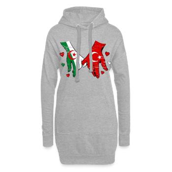 Algérie Drapeau Turc Tenue de la main utilisée - Sweat-shirt à capuche long Femme - gris chiné - Devant