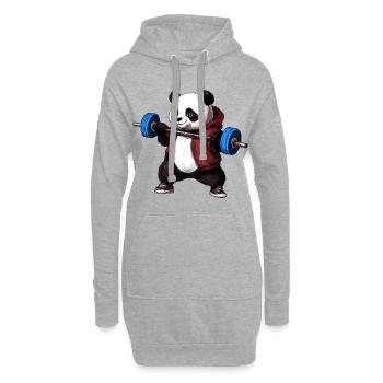 Panda mit Langhantel - Hoodie-Kleid - Grau meliert - Vorne