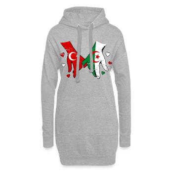 Prise de main du drapeau de la Turquie Algérie utilisée - Sweat-shirt à capuche long Femme - gris chiné - Devant