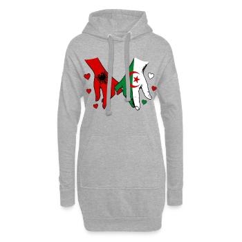  Albanien Algerien Flagge Händehalten - Hoodie-Kleid - Grau meliert - Vorne