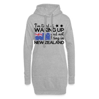 NZ Je suis fatigué de me réveiller sans être en Nouvelle-Zélande - Sweat-shirt à capuche long Femme - gris chiné - Devant