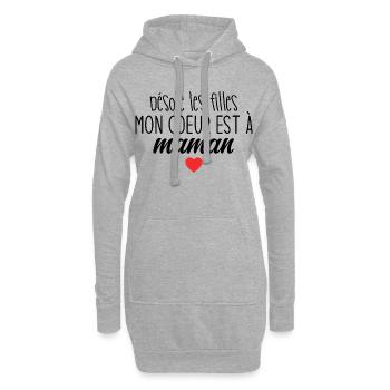 Désolé Les Filles Mon Cour Est A Maman - Sweat-shirt à capuche long Femme - gris chiné - Devant
