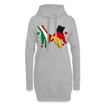 Drapeau italien-allemand se tenant la main - Sweat-shirt à capuche long Femme - gris chiné - Devant