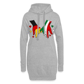 Deutschland Italien Flaggen Händehalten - Hoodie-Kleid - Grau meliert - Vorne