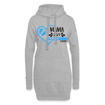 Mama 2027 loading Herz Babyfüße blau Junge - Hoodie-Kleid - Grau meliert - Vorne