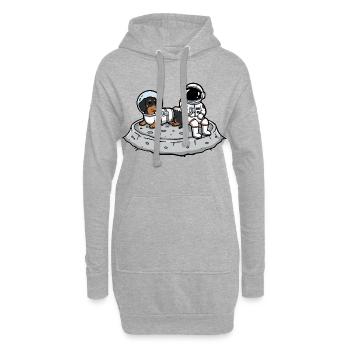 Astronaute Chien Teckel Lune Espace - Sweat-shirt à capuche long Femme - gris chiné - Devant