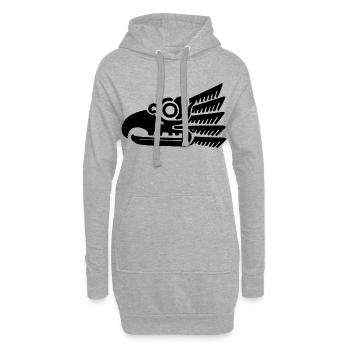 Schwarzer Vogelkopf - Hoodie-Kleid - Grau meliert - Vorne