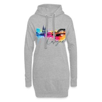 Horizon de Cologne Cathédrale de Cologne Allemagne Ville Coloré - Sweat-shirt à capuche long Femme - gris chiné - Devant