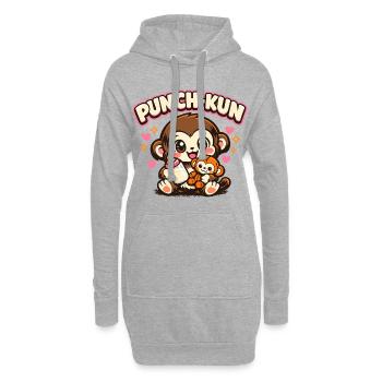 Coup de poing singe - Kawaii - Sweat-shirt à capuche long Femme - gris chiné - Devant
