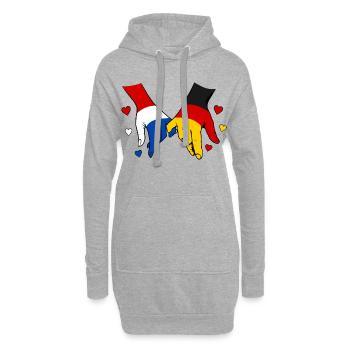 Drapeau Hollande-Allemagne se tenant la main - Sweat-shirt à capuche long Femme - gris chiné - Devant
