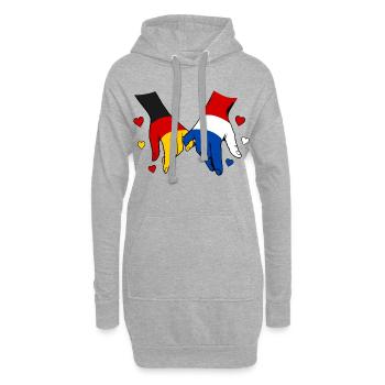 Deutschland Holland Flagge Händehalten - Hoodie-Kleid - Grau meliert - Vorne