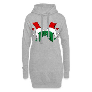 Drapeau hongrois main dans la main - Sweat-shirt à capuche long Femme - gris chiné - Devant