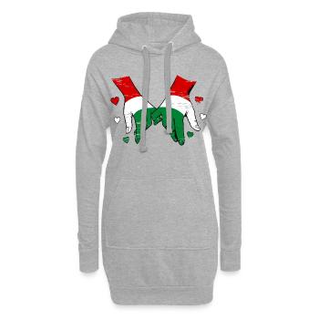 Drapeau hongrois main dans la main utilisé - Sweat-shirt à capuche long Femme - gris chiné - Devant