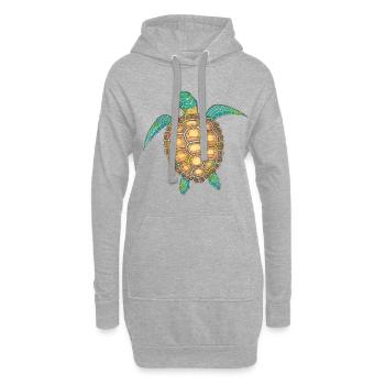 Meeresschildkröte handgezeichnet - Hoodie-Kleid - Grau meliert - Vorne