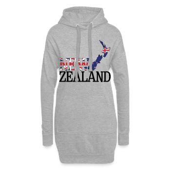 Carte terrestre de la Nouvelle-Zélande Drapeau de la Nouvelle-Zélande - Sweat-shirt à capuche long Femme - gris chiné - Devant