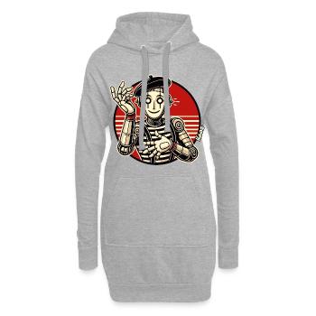 Pantomime de robots rétro avec béret dans le style de la bande dessinée - Sweat-shirt à capuche long Femme - gris chiné - Devant