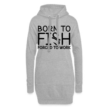 Né pour la pêche, forcé de travailler, drôle de citation de pêche - Sweat-shirt à capuche long Femme - gris chiné - Devant