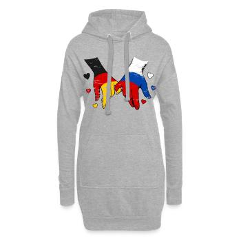 Deutschland Russland Flagge Händehalten - Hoodie-Kleid - Grau meliert - Vorne