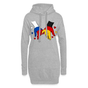 Drapeau russe-allemand se tenant la main - Sweat-shirt à capuche long Femme - gris chiné - Devant
