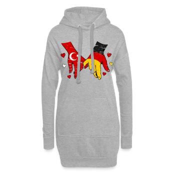 Drapeau de l’Allemagne de Turquie se tenant la main - Sweat-shirt à capuche long Femme - gris chiné - Devant