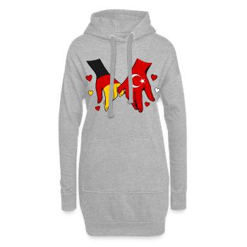 Allemagne : drapeaux turcs se tenant la main - Sweat-shirt à capuche long Femme - gris chiné - Devant