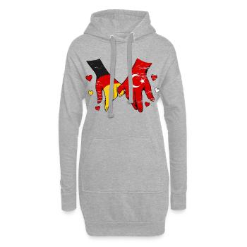 Allemagne Drapeaux de Turquie se tenant la main utilisés - Sweat-shirt à capuche long Femme - gris chiné - Devant