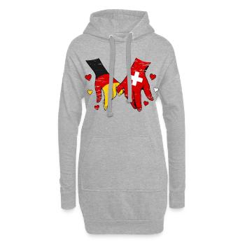 Deutschland Schweiz Flaggen Händehalten used - Hoodie-Kleid - Grau meliert - Vorne