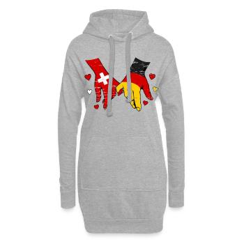 Schweiz Deutschland Flagge Herz Hände - Hoodie-Kleid - Grau meliert - Vorne