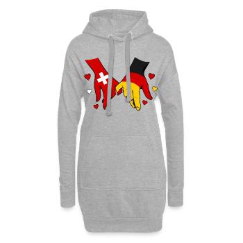 Mains de cœur du drapeau de la Suisse Allemagne - Sweat-shirt à capuche long Femme - gris chiné - Devant