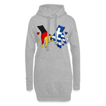 Drapeau allemand et grec se tenant la main - Sweat-shirt à capuche long Femme - gris chiné - Devant