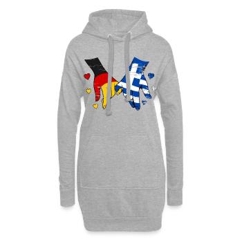Deutschland Griechenland Flagge Händehalten - Hoodie-Kleid - Grau meliert - Vorne