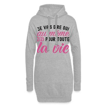 EVJF Le Même Zizi pour Toute La Vie Future Mariée - Sweat-shirt à capuche long Femme - gris chiné - Devant