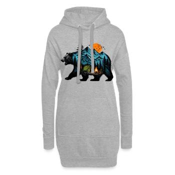 Camping nocturne: montagne et feu - Sweat-shirt à capuche long Femme - gris chiné - Devant