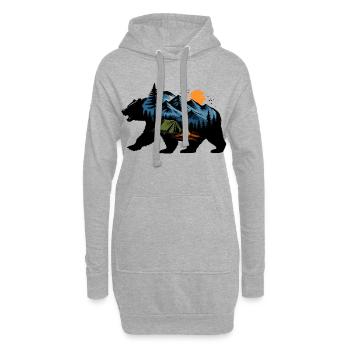 Aventure Nocturne en Montagne - Sweat-shirt à capuche long Femme - gris chiné - Devant