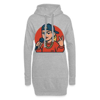 Rap Diva with Microphone - Hoodie Dress - heather grey - Front