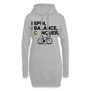 Künstlerisches Radfahren Ich drehe mich Ich balanciere Ich erobere - Hoodie-Kleid - Grau meliert - Vorne