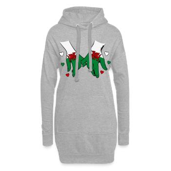 Wales_Flagge_Haendehalten - Hoodie-Kleid - Grau meliert - Vorne