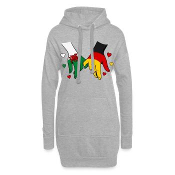 Wales_Deutschland_Flagge_Haendehalten - Hoodie-Kleid - Grau meliert - Vorne