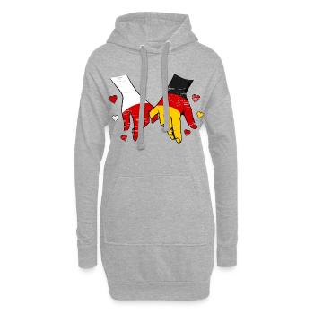 Polen Deutschland Flagge Händehalten used - Hoodie-Kleid - Grau meliert - Vorne