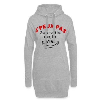 J'ai pas le temps je profite de la vie! Humour - Sweat-shirt à capuche long Femme - gris chiné - Devant