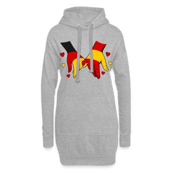 Deutschland_Spanien_Flagge_Haendehalten - Sweat-shirt à capuche long Femme - gris chiné - Devant