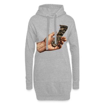 Motif patte de chat se tenant la main - Sweat-shirt à capuche long Femme - gris chiné - Devant
