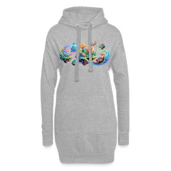 Magische Tiere Zauberwald cooles Kinder Wald Motiv - Hoodie-Kleid - Grau meliert - Vorne