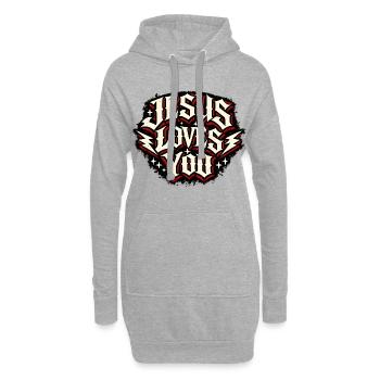 Jésus t’aime Streetwear - Sweat-shirt à capuche long Femme - gris chiné - Devant