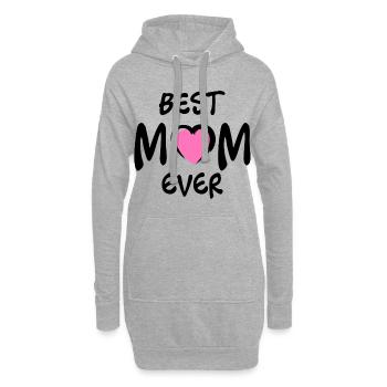 Beste Mama aller Zeiten Pinkes Herz-Muttertags-Shirt - Hoodie-Kleid - Grau meliert - Vorne