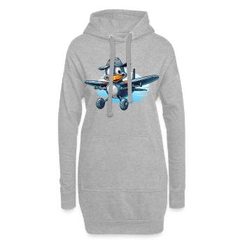 Pinguin Pilot im Luftflugzeug - Hoodie-Kleid - Grau meliert - Vorne