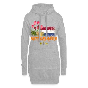Niederlande Vintage Holland Fahne Tulpe Souvenir - Hoodie-Kleid - Grau meliert - Vorne