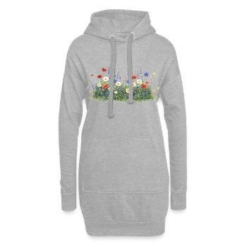 Bunte Wildblumenwiese mit Margeriten - Hoodie-Kleid - Grau meliert - Vorne