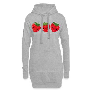 Fraises Visages Doux - Sweat-shirt à capuche long Femme - gris chiné - Devant